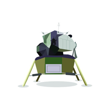 Apollo 11 Lunar Module Eagle Vector Illustration Isolated On The White Background.