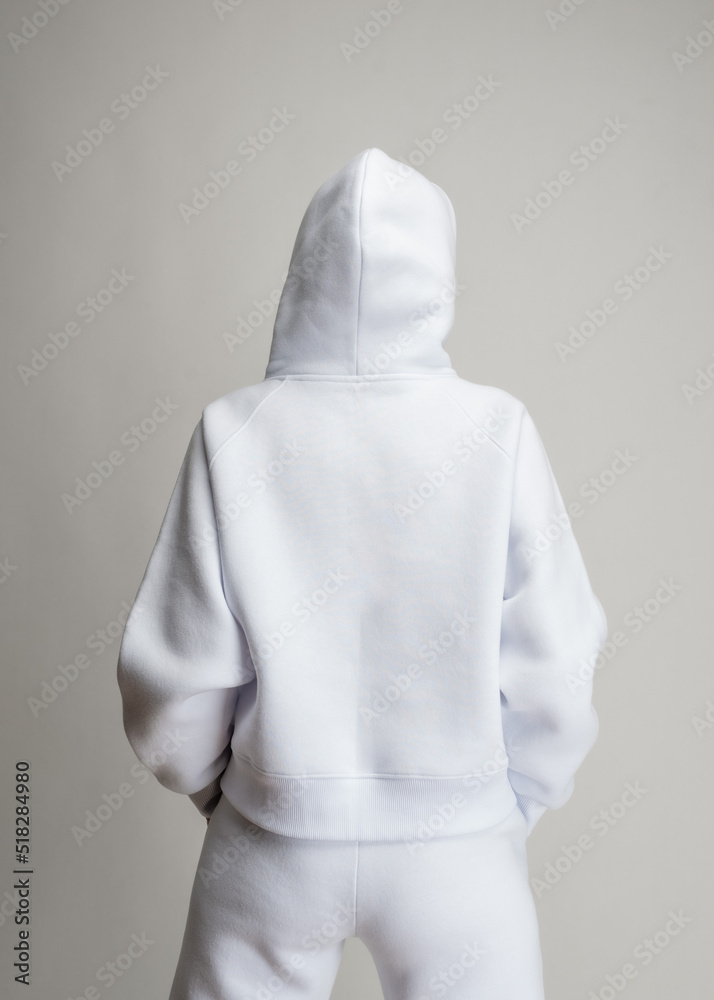 Wall mural White women's sweatshirt blank for a mockup without a logo