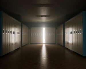 Illuminated Open Locker in Locker Room