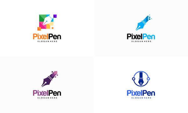 Pixel Pen logo designs concept vector, Creator logo template designs