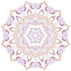 マンダラアート(優しい色、花、幾何学模様)