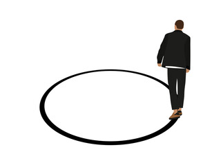 Male character walks in a circle on a white background
