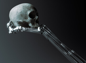 Mechanical Hand Analyzing Skull