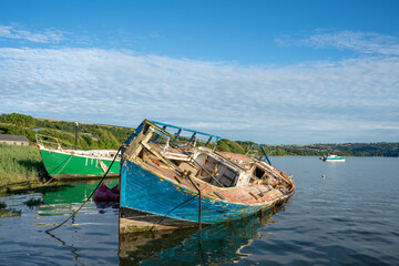 ship being broken down  in  breakers yard  wales UK