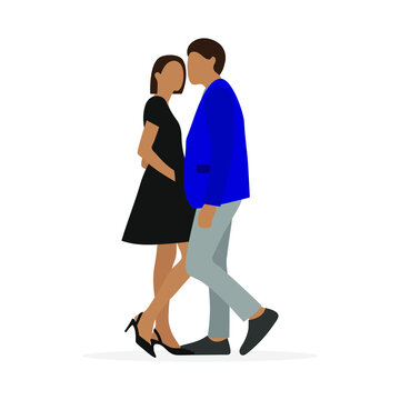 recommend clip art: A male character and a female character are standing very close to each other on a white background