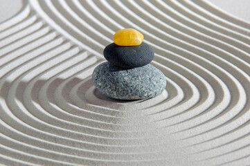 Fototapeta na wymiar Japanischer Garten mit Sand und Stein