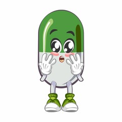 vector illustration of cute capsule mascot surprise