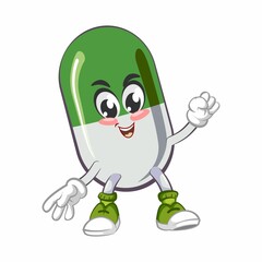 vector illustration of cute capsule mascot workout