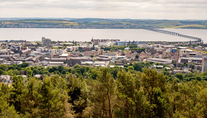 Dundee, Scotland, UK &ndash; June 23 2022. The Dundee skyline and distant River Tay
