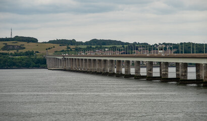 Fototapeta na wymiar Dundee, Scotland, UK – June 23 2022. River Tay road bridge in the city of Dundee