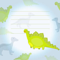 A card with dinosaurs for an invitation to a children's party or other events, for a sticker for signing children's things. Vector graphics