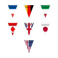 Flags of the countries of the Big Seven, vector illustration.