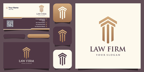 pillar justice logo attorney greek pillar landmark attorney exclusive logo design inspiration - obrazy, fototapety, plakaty