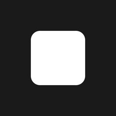 Stop button dark mode glyph ui icon. Music player bar. Playing multimedia. User interface design. White silhouette symbol on black space. Solid pictogram for web, mobile. Vector isolated illustration