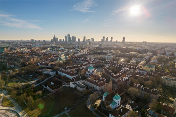 Fototapeta premium Drone view of the city of Warsaw