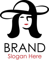 Silhouette of woman with hat logo