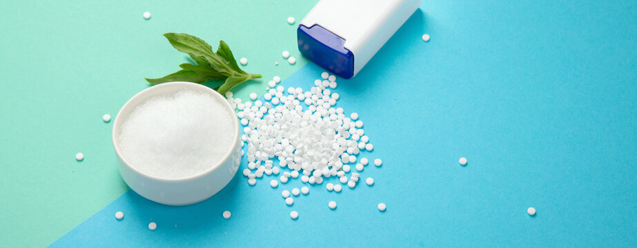 Sugar substitute on color background.