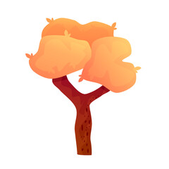 Autumn tree, great design for any purposes. Orange tree for garden forest park. Cartoon vector Isolated illustration. Autumn design