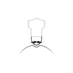 Chef with mustache icon vector. Simple logo for kitchen, restaurant, cafe, menu and professional clothing.
