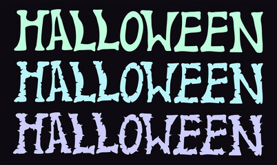 Lettering "Halloween" in different styles. Holiday decor. Vector illustration.