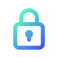 Locked padlock pixel perfect gradient linear ui icon. Restrict access. Security settings. Encryption. Line color user interface symbol. Modern style pictogram. Vector isolated outline illustration