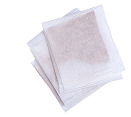 Tea bags from natural herbs on white background isolation, top view