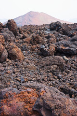 Volcanic landscape in Timanfaya in Lanzarote island in Canary Islands in Spain