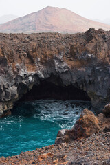 Volcanic landscape in Timanfaya in Lanzarote island in Canary Islands in Spain