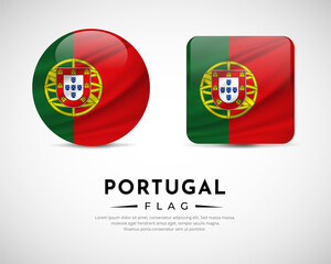 Obraz premium Collection of Portugal flag emblem icon. Portugal flag symbol icon vector