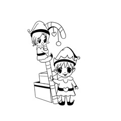 Christmas Elves on Candy Cane 