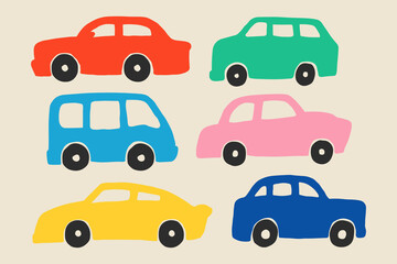 Hand Drawn Colored Car Silhouette Painting