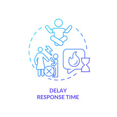 Delay response time blue gradient concept icon. Parenting. Foster emotional regulation in children abstract idea thin line illustration. Isolated outline drawing. Myriad Pro-Bold font used