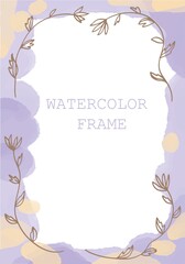 Yellow and beige watercolor splash background card template collection. Vector card