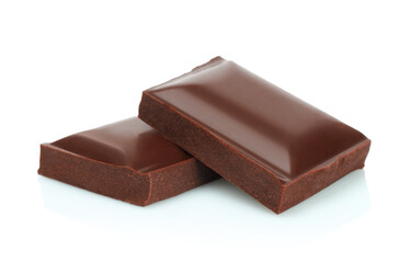 Dark chocolate bars, isolated on white background