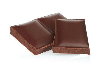 Dark chocolate bars, isolated on white background