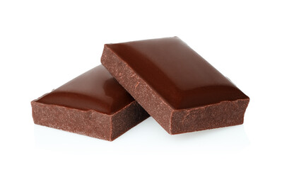 Dark chocolate bars, isolated on white background