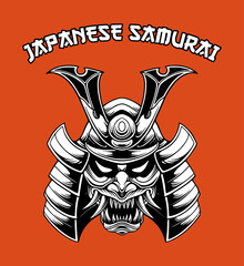 Japanese samurai helmet design vector