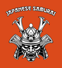 Japanese samurai helmet design vector