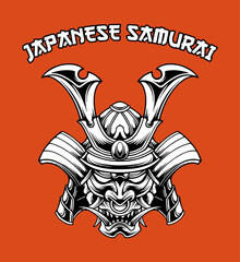 Japanese samurai helmet design vector