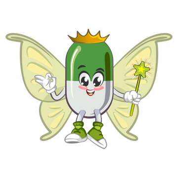 vector illustration of cute capsule mascot being fairy