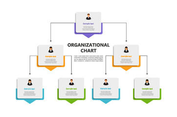Corporate organizational chart with business avatar  icons. Business hierarchy infographic elements. Vector illustration