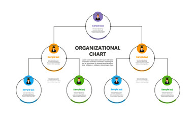 Corporate organizational chart with business avatar  icons. Business hierarchy infographic elements. Vector illustration - obrazy, fototapety, plakaty