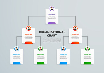 Corporate organizational chart with business avatar  icons. Business hierarchy infographic elements. Vector illustration