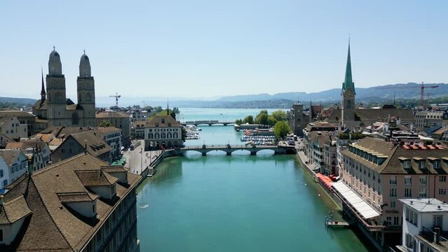 City of Zurich in Switzerland from above - aerial view