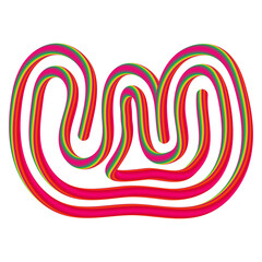 W letter with swirl candy.  sugar font for bright logo, your application, sweet identity and more