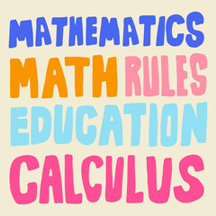 Hand Drawn Math, Ruler, Education and Calculator Lettering Design