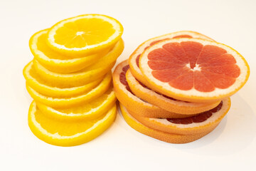 Naklejka na ściany i meble Fresh organic orange slices on surface
