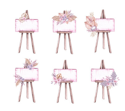 Watercolor stand for the Seating scheme of guests