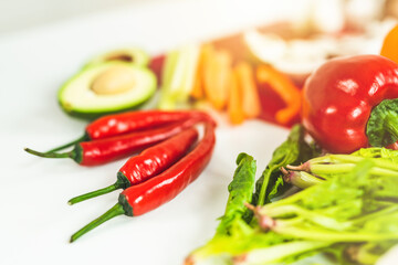 Fresh colorful vegetables, rich in nutrients and vitamins, to be used as ingredients of many recipes