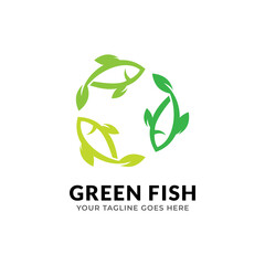 green fish logo icon vector template.
